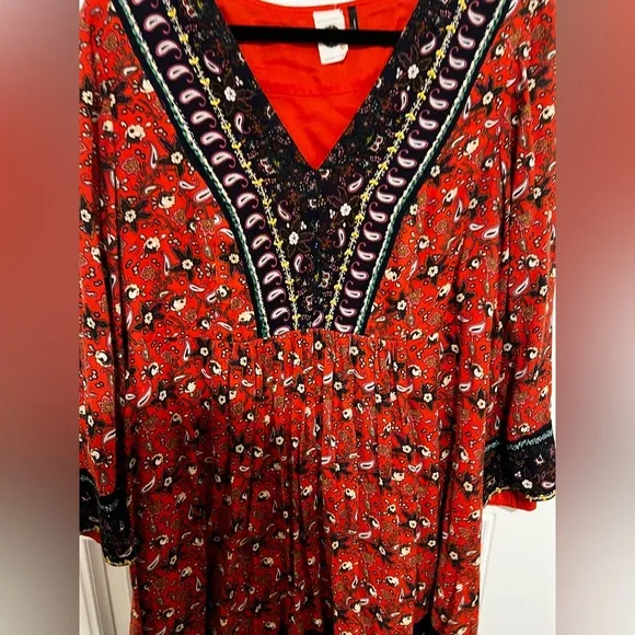 Anthropologie Akemi & Kin Sierra Shift Dress Size Small Bohemian Paisley Peasant - Picture 8 of 16